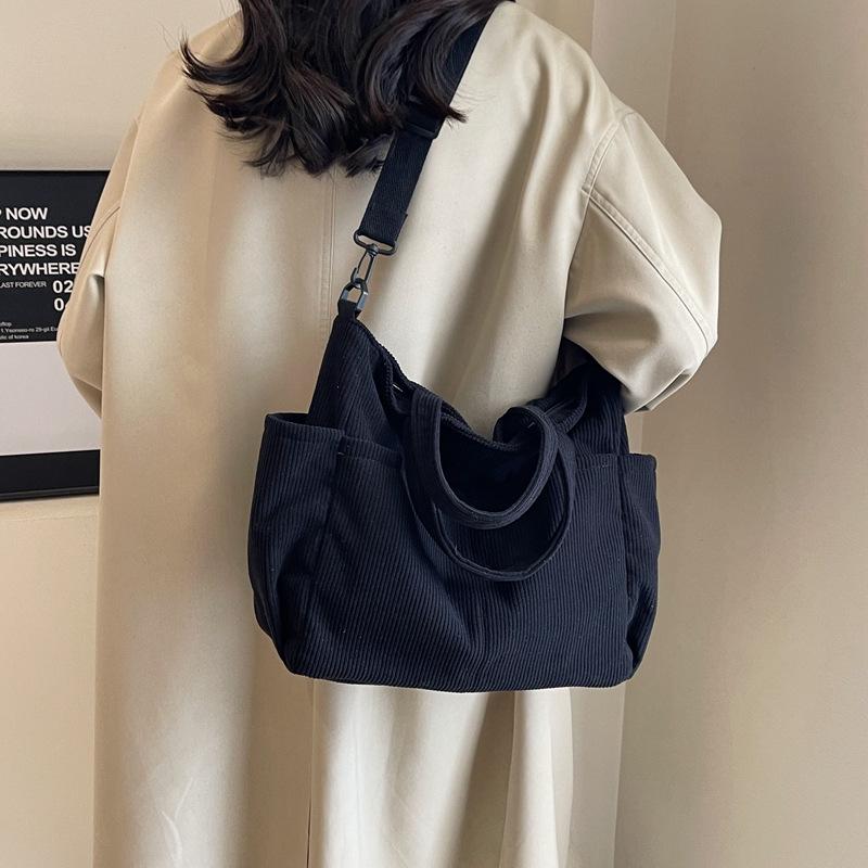 Женская вельветовая сумка-тоут большой вместимости - Универсальная сумка через плечо, на плечо, ручная сумка для поездок на работу и повседневного использования