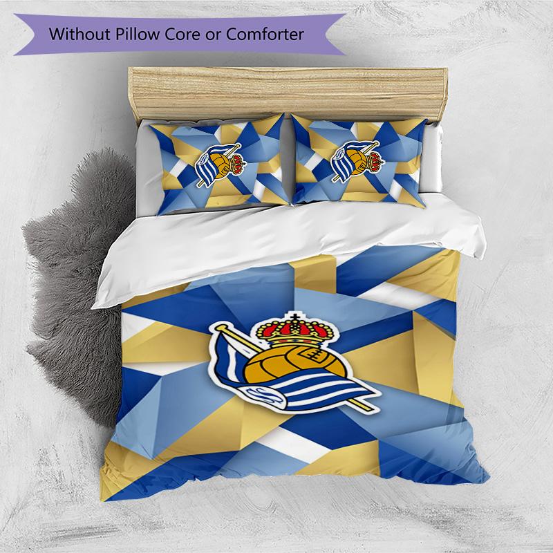 Real Sociedad FC Printed 3PCS Bedding Set Breathable Duvet Cover with Pillowcases Decorative Bed Linen for Bedroom Home