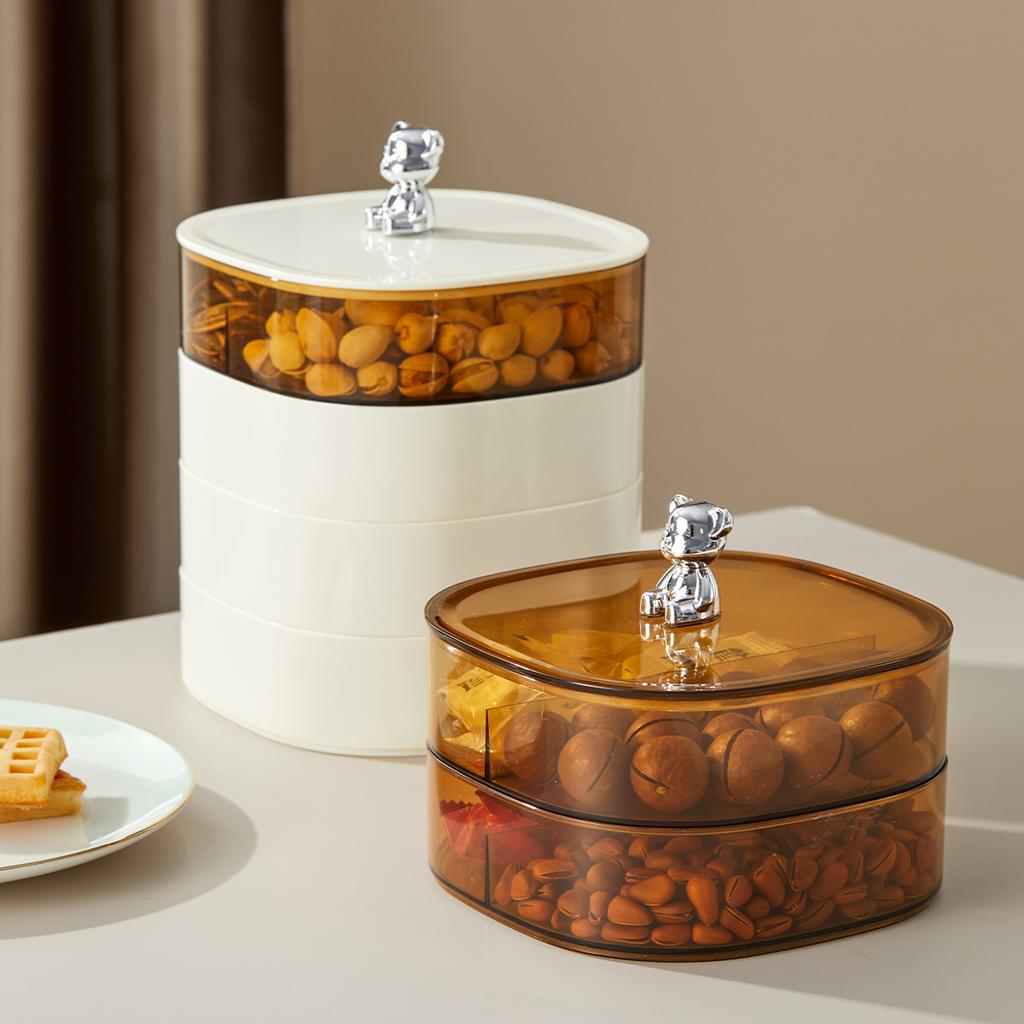 Поднос для закусок с фруктами и отделениями, влагостойкий, штабелируемый, многослойный, для хранения конфет и сухофруктов