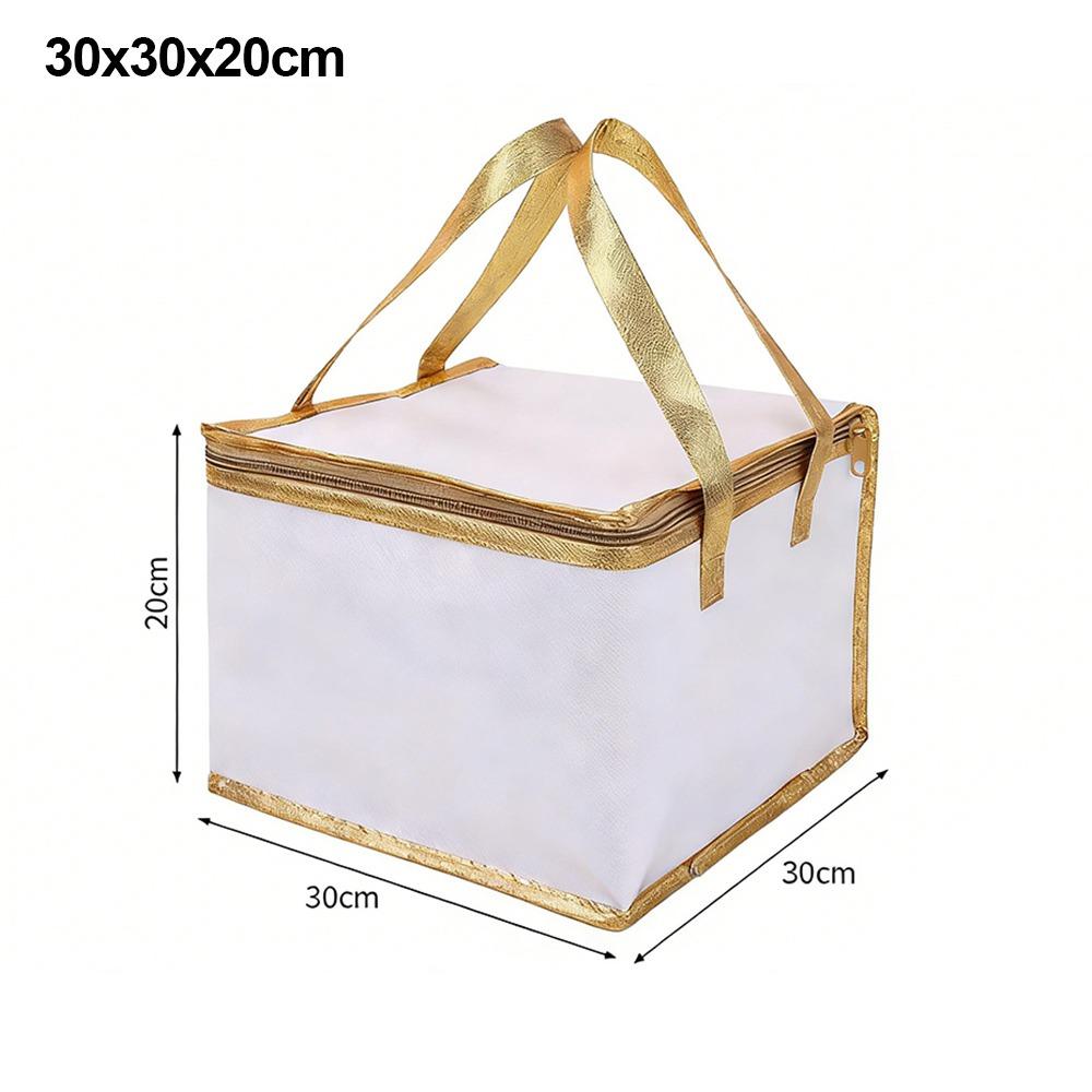 Reusable Aluminum Foil Tote Bag Zipper White Thermal Pizza Insulated Bag Insulated Thermal Cooler Bag