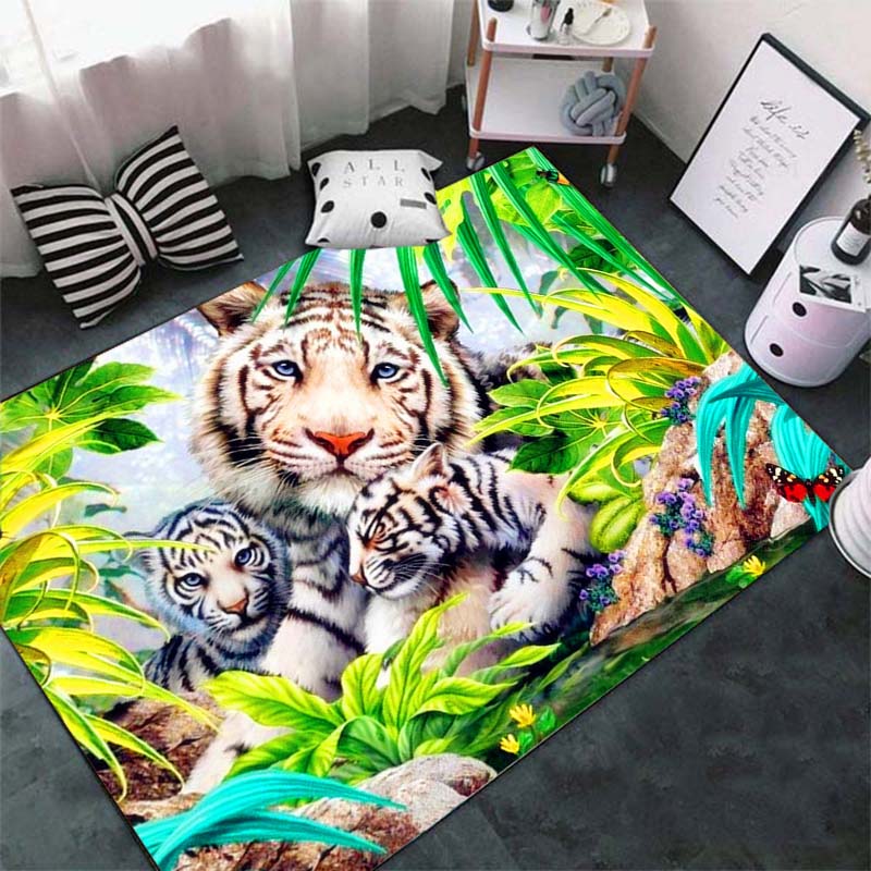 Модный ковер с рисунком тигра на полу, большой ковер с 3D принтом животных, мягкий коврик для гостиной, впитывающий противоскользящий коврик для ванной комнаты
