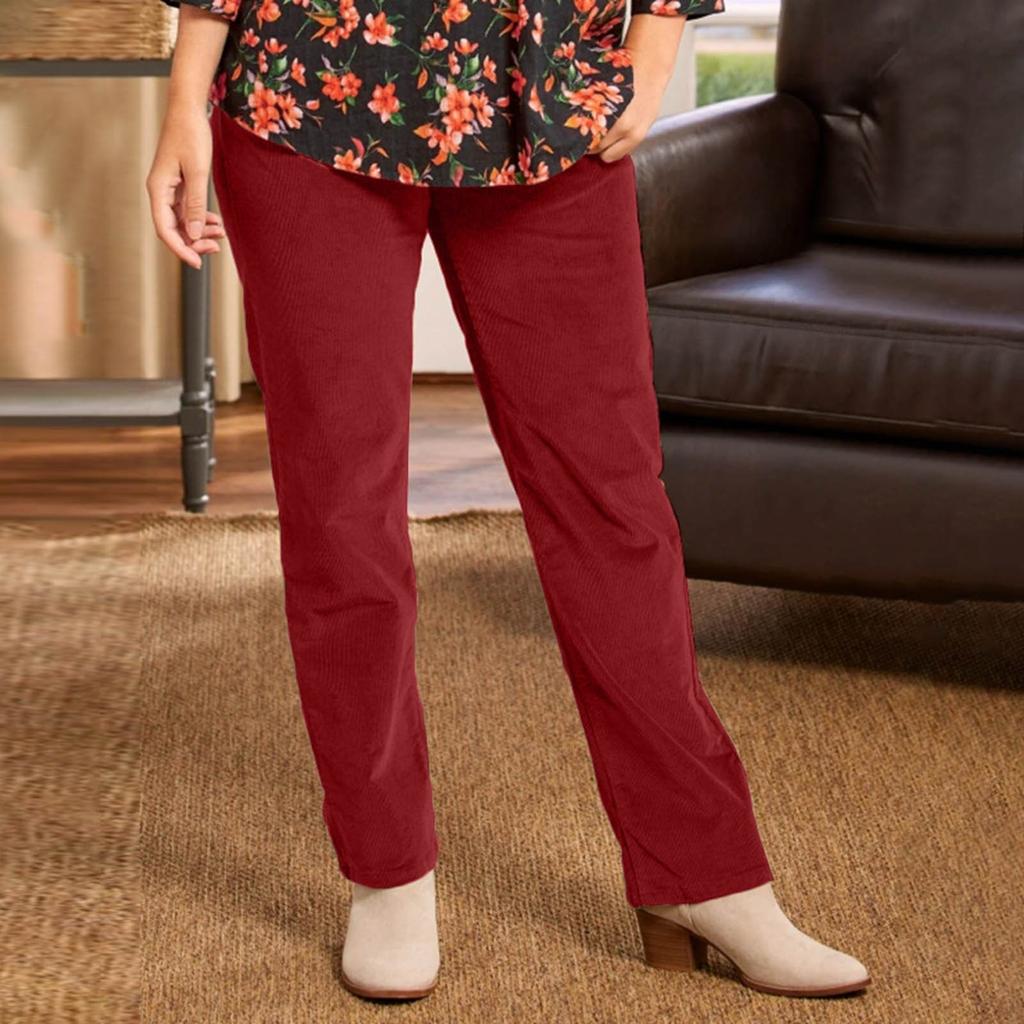 Женские повседневные однотонные прямые повседневные брюки с эластичной резинкой на талии и карманами