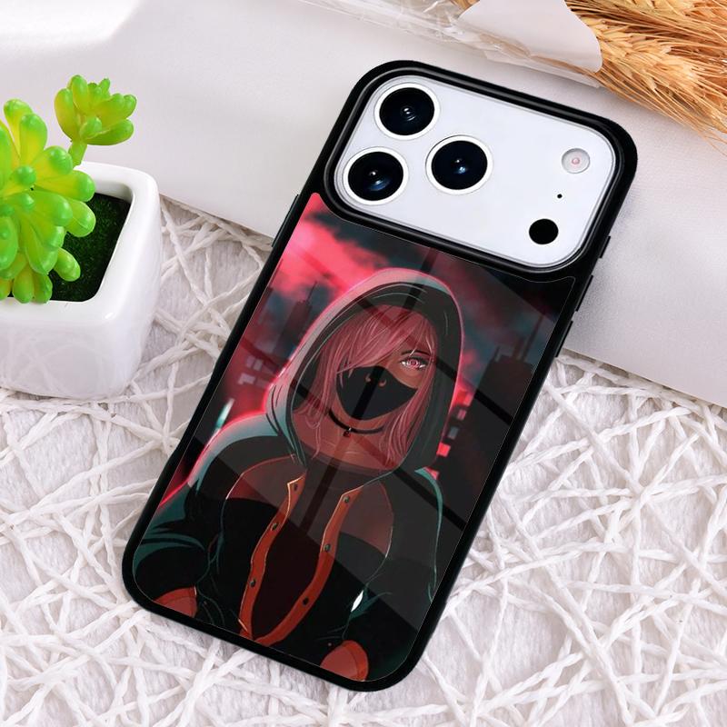 Чехол для телефона с изображением аниме-девушки в маске для iPhone 17 Air 16 15 11 12 14 13 Pro Max Ударопрочный чехол