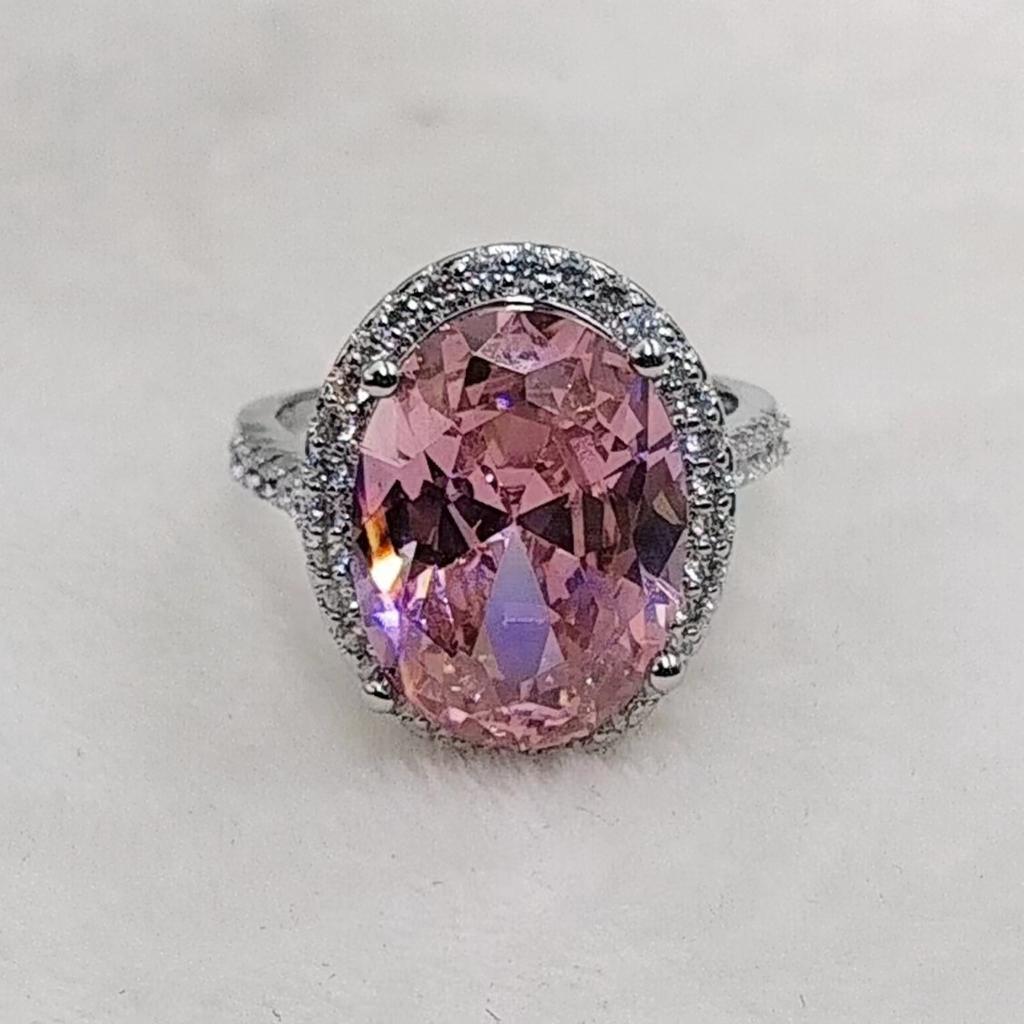 Coconut Round Pigeon Egg Multi-Color Zirconium Ring Women'S Gold-Plated Luxury Inlaid Imitation Colored Treasure Diamond Fashion Live Ring