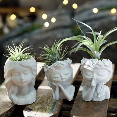 Цветочный горшок в форме головы девушки, силиконовая форма, бетонная ваза, самодельная гипсовая эпоксидная смола, держатель для ручек, формы для домашнего декора
