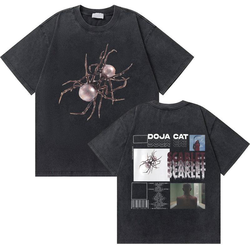 Washed Old Vintage Rapper Doja Cat Planet Her Graphic Tshirt Men Women Hip Hop Oversized Tees Short Sleeve Male Fashion Tshirt