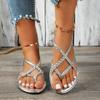 Fashion Women's Braided Flat Sandals Casual Clip Toe Summer Shoes Lightweight Elastic Band Sandals Gold Silver Footwear