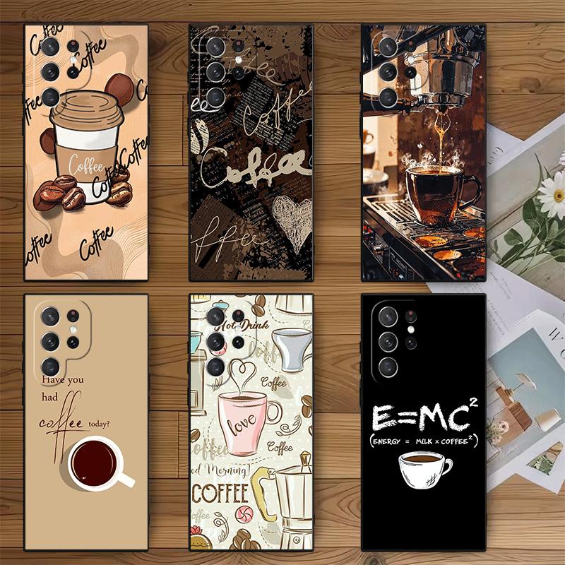 Black Coffee Fashion Style Soft Phone Case for Samsung Galaxy S26 S25 Edge S24 Ultra S23 Plus S22 S21 FE S20 Black Cover Back Sh