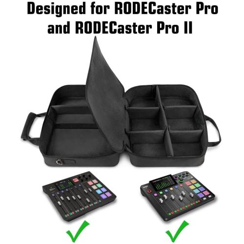 USA Gear Audio Mixer Case, Podcast Mixer Travel Case with Scratch-Resistant Interior and Customizable Storage, Compatible with RODECaster Pro, RODECas