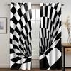 2Panels Dizzy Illusion Черно-белые решетчатые абстрактные шторы для окон для гостиной, спальни, кухни, домашнего декора комнаты