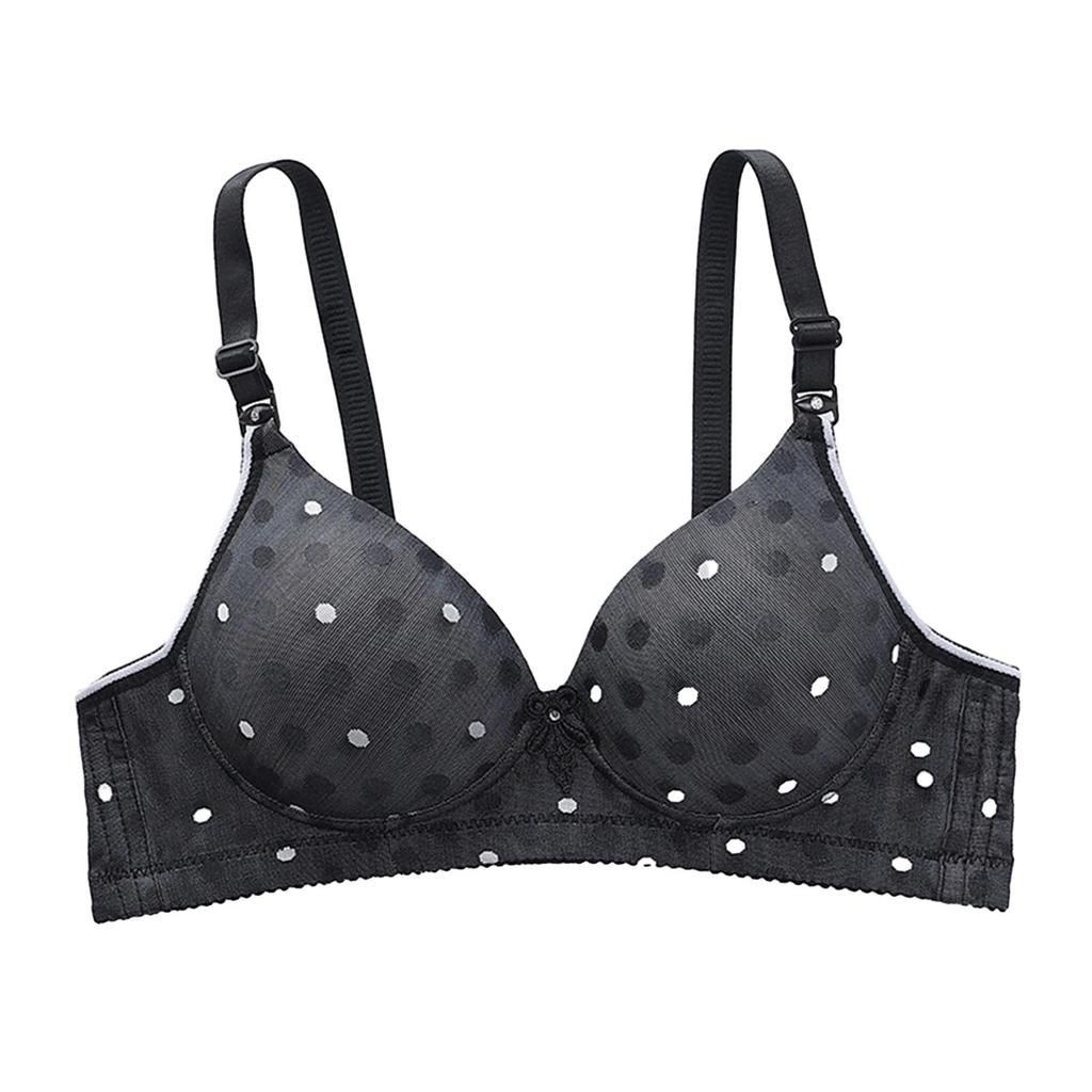 Sexy Women Thin Push-up Bra Adjustable Shoulder Straps Dot Print U-Shaped Beauty Back Wireless Anti-sagging Brassiere
