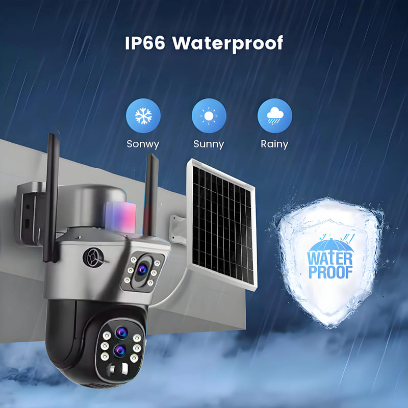 LS VISION 10x Zoom 4G SIM Solar Camera Outdoor 6K 12MP Three Lens HD Night Vision IP Surveillance Camera Security Protection PTZ CCTV Cam