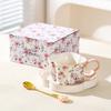 Премиальный набор кофейной чашки и блюдца с цветочным рисунком, изысканная подарочная коробка для чашки для послеобеденного чая высокого класса, свадебный подарок-сувенир
