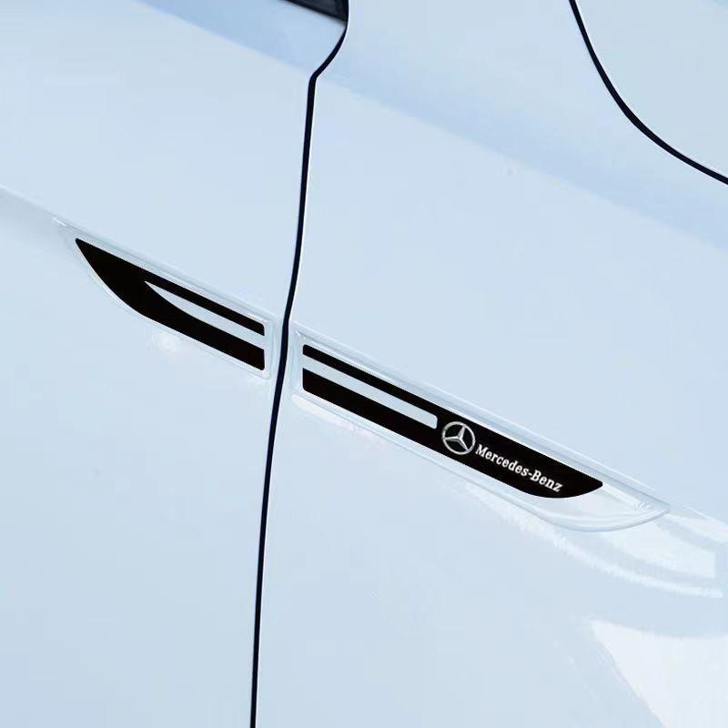 2pcs Epoxy Sticker Car Fender Side Wing Emblem Badge Sticker For Mercedes Benz New B/C/E Class A Class C200L GLC GLK New CLA GLA LL3