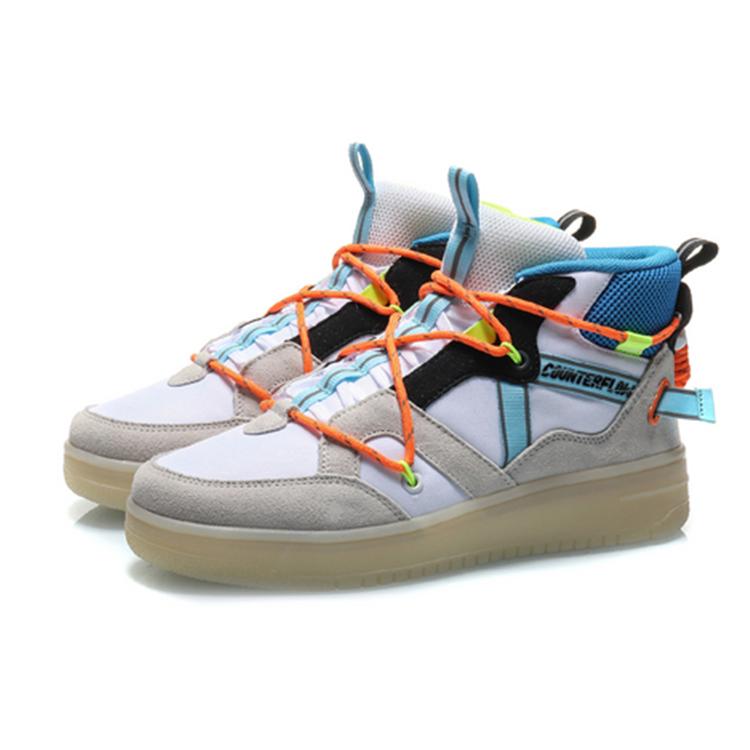 Li Ning CF Hunter Нескользящие Устойчивые к истиранию Высокие Кеды для Скейтборда Женские Бело-оранжевые AGCQ158-4
