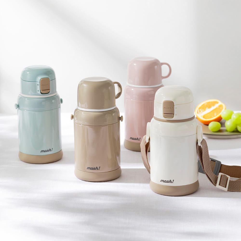 Бутылка для воды для вакуумного нагрева и нагрева холодного латте для детей, 600 мл, мокко, дошиша, мош! (Мош) Детский, 2-сторонний Питьевой, Питьевой, Легкий, Изолированный,
