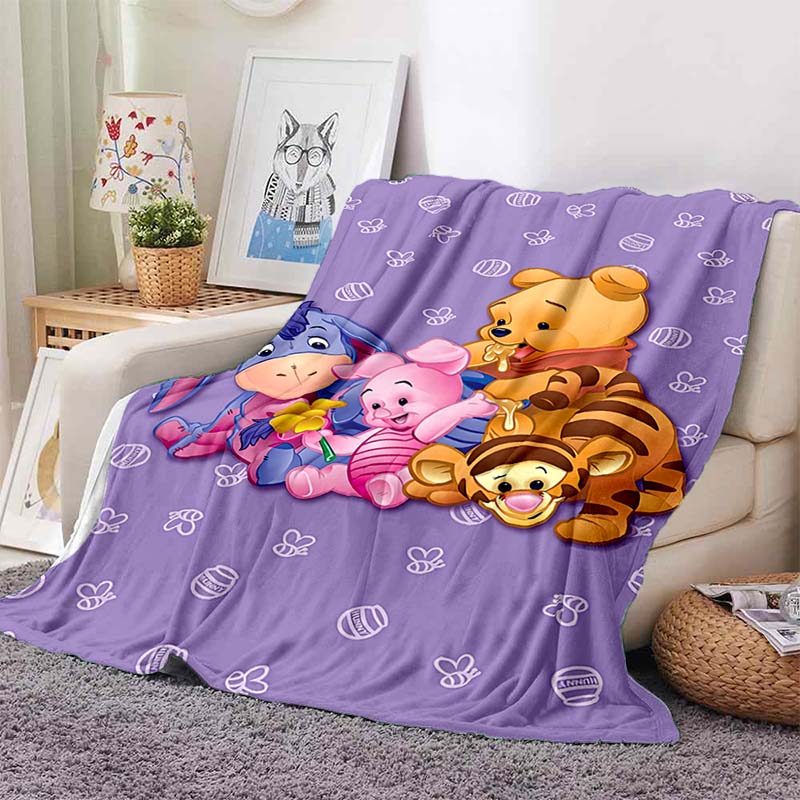 1PC Cartoon Winnie The Pooh Blanket Soft and Warm Flannel Material Suitable for Home Travel Camping RV Child Luxury Gift