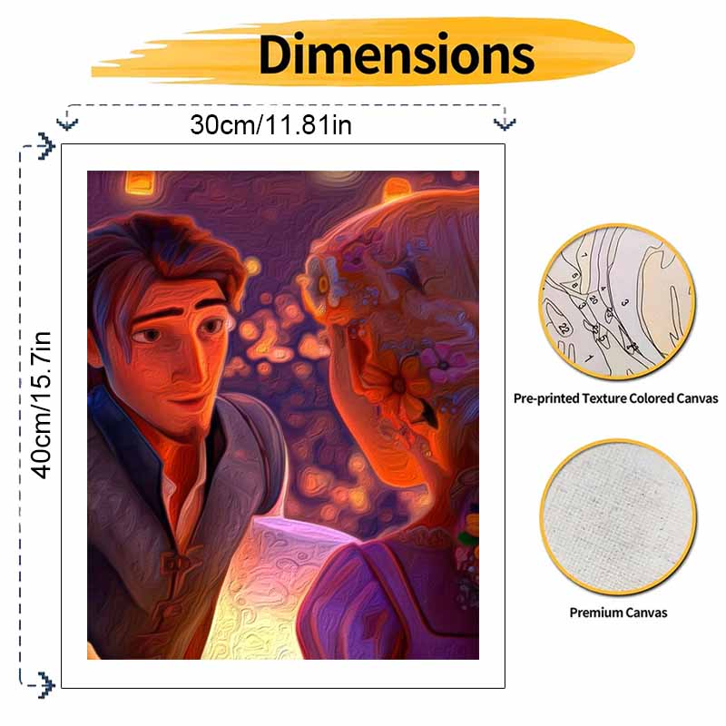 Disney digital oil painting Rapunzel Flynn romantic love lantern art handmade diy gift home decoration wall decor 119 characters