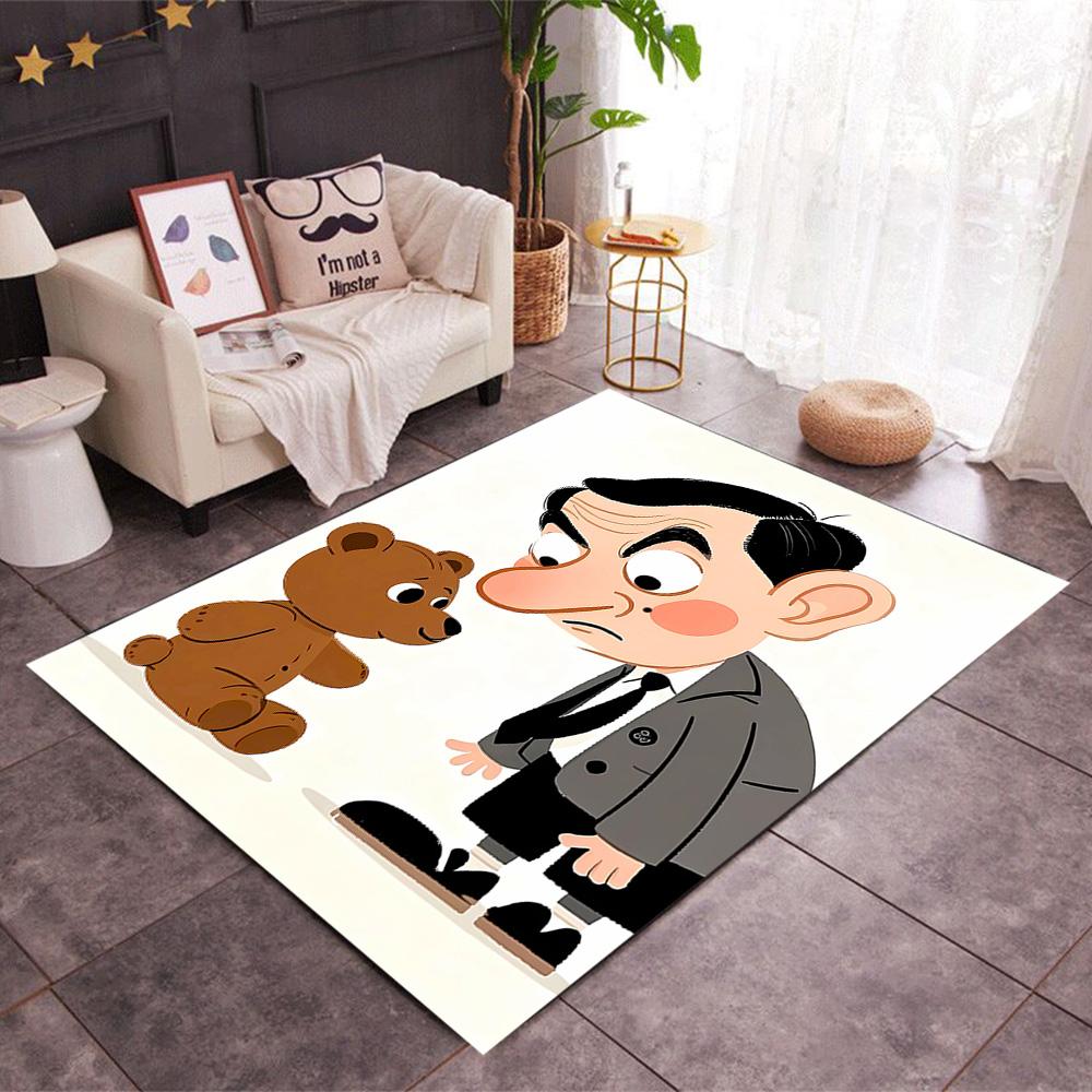 Mr. Bean's Adventure Themed Anti-Slip Rugs - Polyester Home Decor, Suitable for Bedrooms, Living Rooms, Doorways, Studios, and Decorations