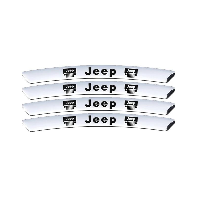 4PCS Aluminum Car Rim Stickers For Jeep Wrangler JK JL Renegade Compass Grand Cherokee Gladiator - Wheel Hub Edge Protector ALR1