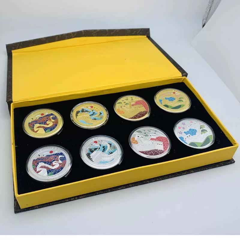 Four Seasons Badaling Great Wall Gold Plated Commemorative Medal Gift Box for Beijing Tourist Attractions Gold Coin 45mm Coin Gift Coin