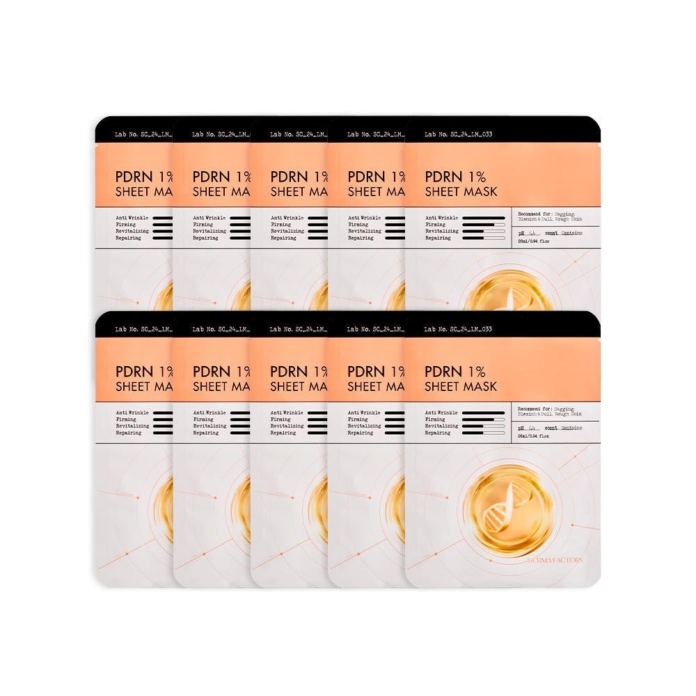 Derma Factory PDRN 1% Тканевая маска Укрепление Эластичность 28 мл Набор из 10 шт Корейский уход за кожей Лицо