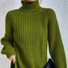 Autumn Winter Turtleneck Women Knitted Sweater New Fashion Long Sleeve Plus Size Split Pullover Sweaters Loose Casual Tops Solid Color Clothing 1681