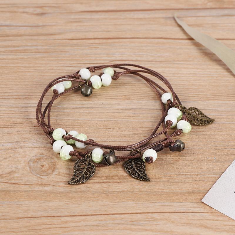 BLINGBAY женский браслет в стиле ретро, ​​керамический браслет в богемном стиле, милый стиль, в форме колокольчика, универсальный браслет с несколькими петлями, ювелирное изделие, подарок