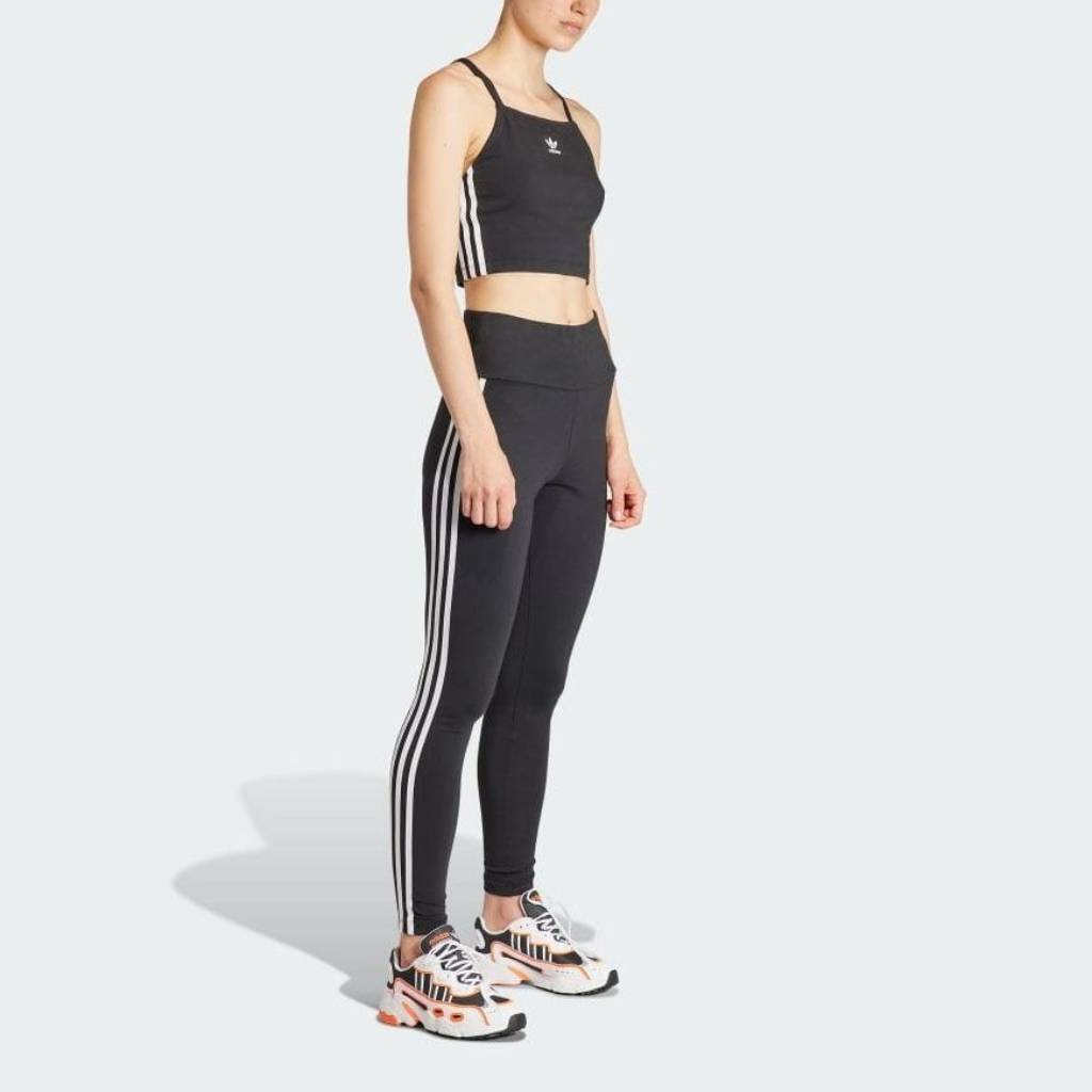 adidas Оригинальный Логотип Три Полоски Короткий Спортивный Топ Повседневный Атлетический Женский Черный IU2405
