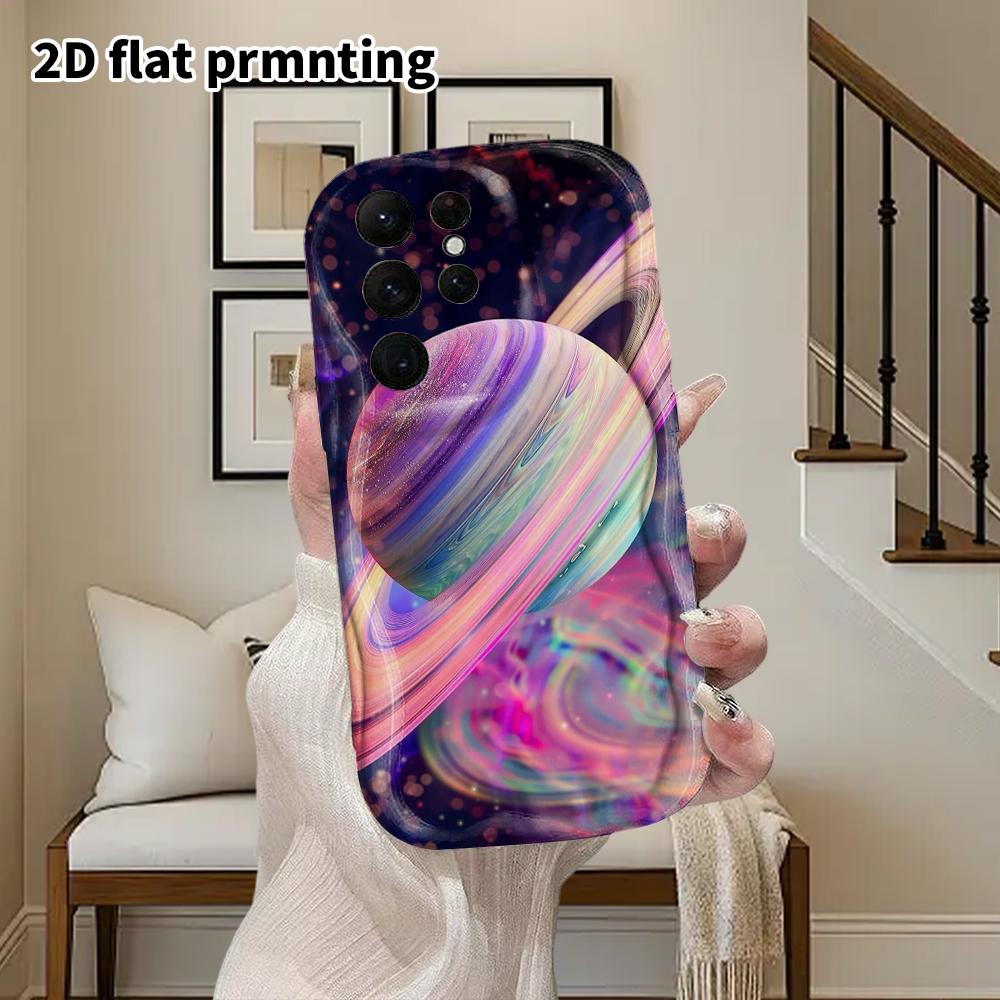 Phone Case: 2D Flat Samsung Galaxy A34 A35 M05 M06 S20 S22 S21 FE Plus 5G Protective Case, Couple Style, Colorful Ring Saturn, Christmas and Halloween