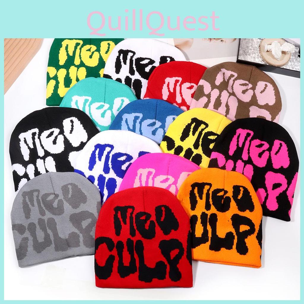 Hip Hop Letter Y2k Beanie Hat With Warm Acrylic Fabric For Streetwear And Fall Outdoor Activities