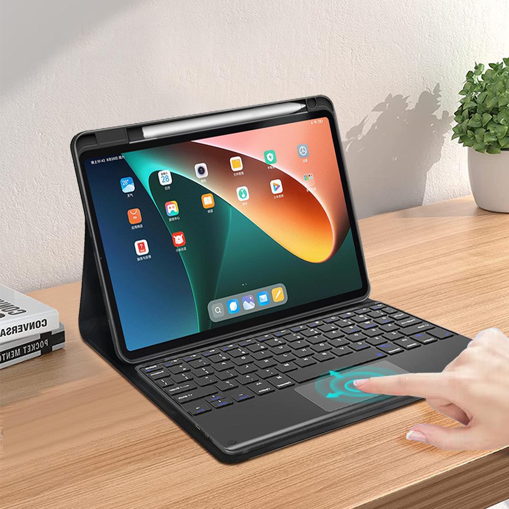 Чехол с клавиатурой Bluetooth для Xiaomi Mi Pad 5 Pro, чехол-раскладушка для планшета, чехол для планшета Xiaomi Pad 6Pro Redmi Pad SE 10,6, кожаный чехол с беспроводной клавиатурой Bluetooth