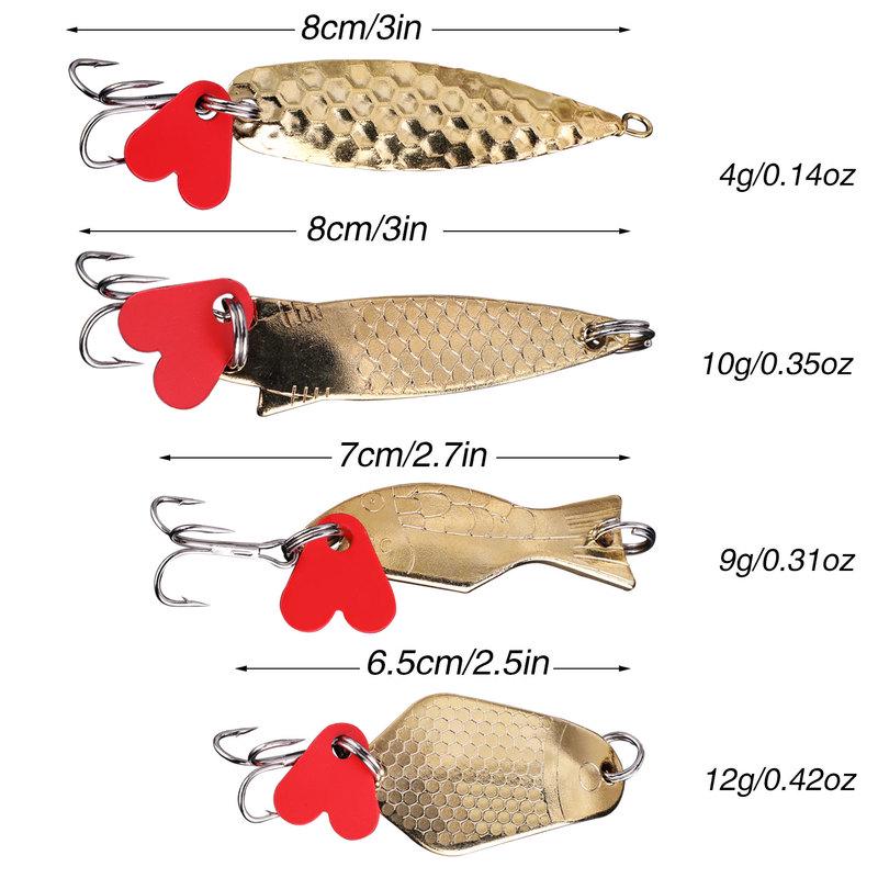 Рыболовные приманки Металлические спиннинговые рыболовные приманки 4 шт. Золотые приманки для морской рыбалки на открытом воздухе, окуня