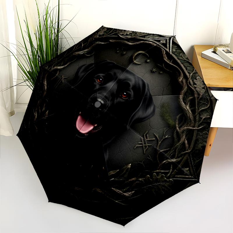 Рисунок лабрадора ретривера черного окраса, автоматический складной зонт, портативная и складная конструкция, 8 спиц, рождественский или день рождения подарок.