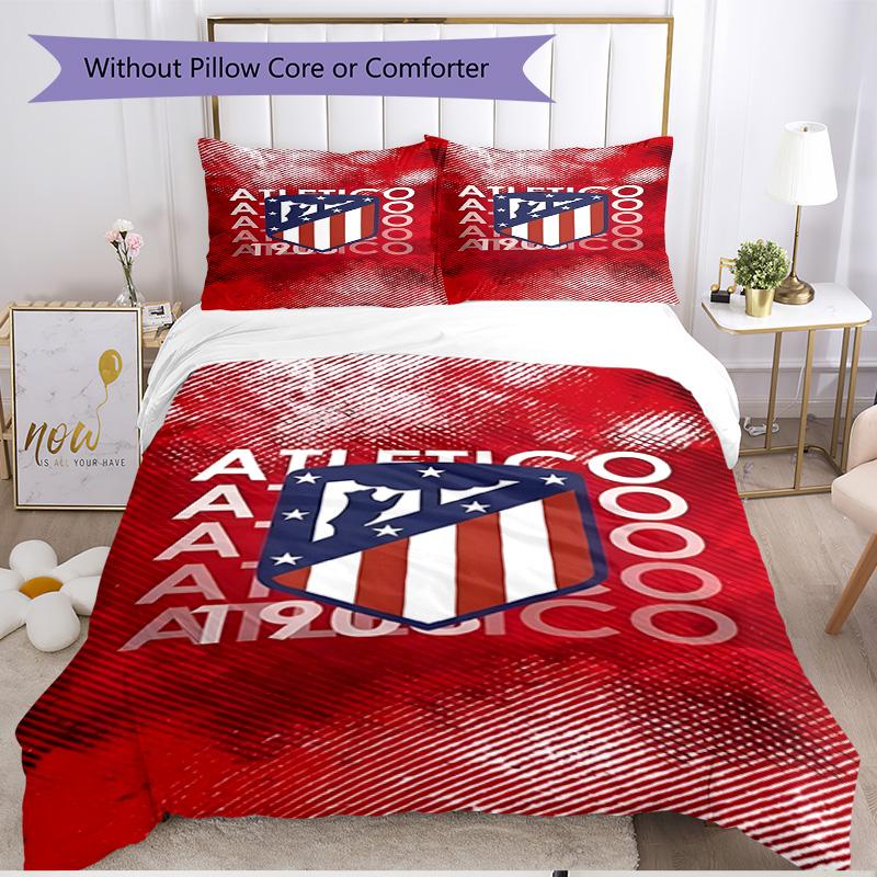 3pcs Duvet Cover Set (1*Duvet Cover + 2*Pillowcase, Without Core), football club Print Soft All‑Season Bedding Set, Home Bedroom Decor Gift