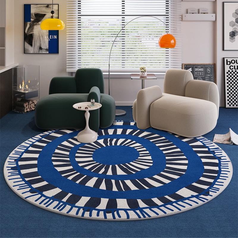 Home Anti-slip Retro Rug Light Luxury Carpets for Living Room Washable Lounge Soft Floor Mat Dopamine Bedroom Decor Round Carpet