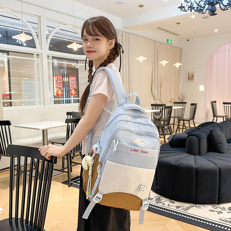 Schoolbag new small fresh large capacity versatile schoolbag contrasting color college student backpack lightweight backpack