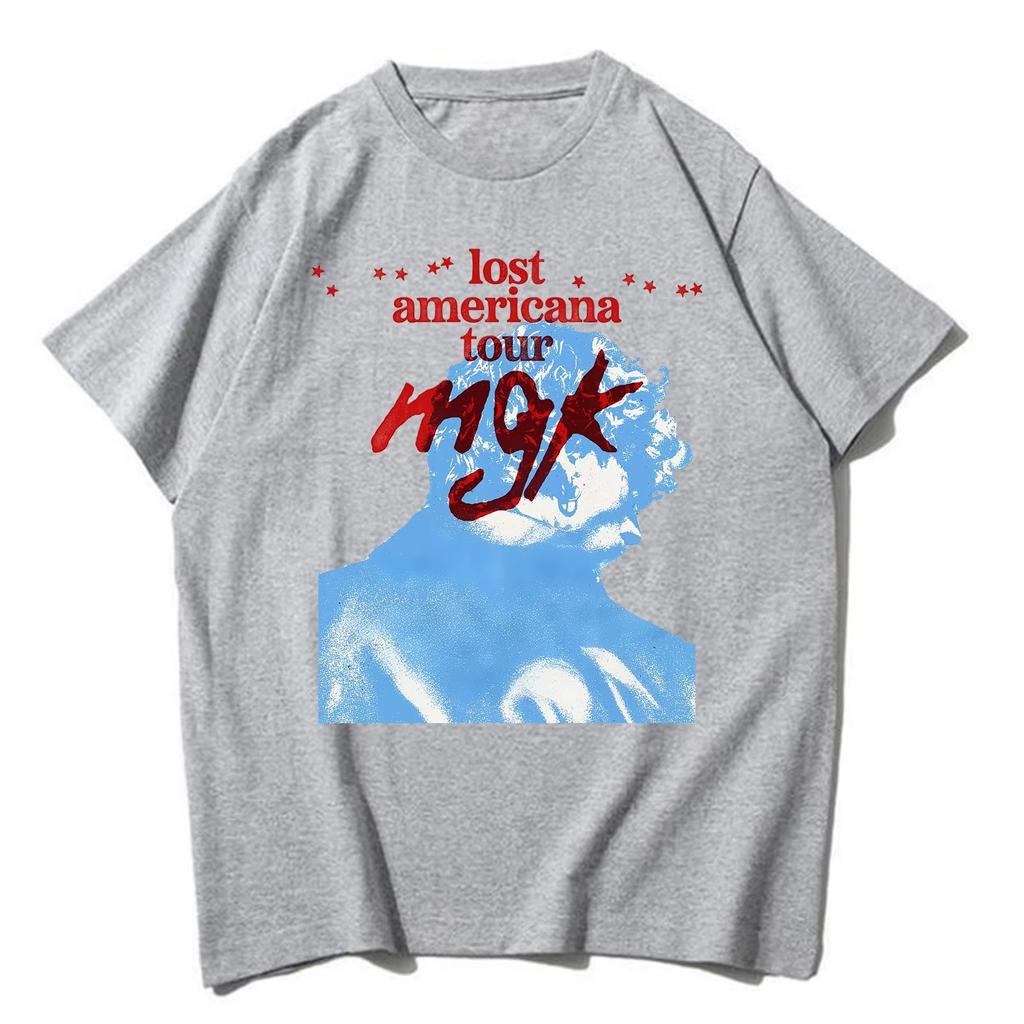 Mgk Lost Americana Tour 2026 Весна лето новая Модная футболка с круглым вырезом Харадзюку y2k С коротким рукавом Повседневная рубашка для фанатов Подарок