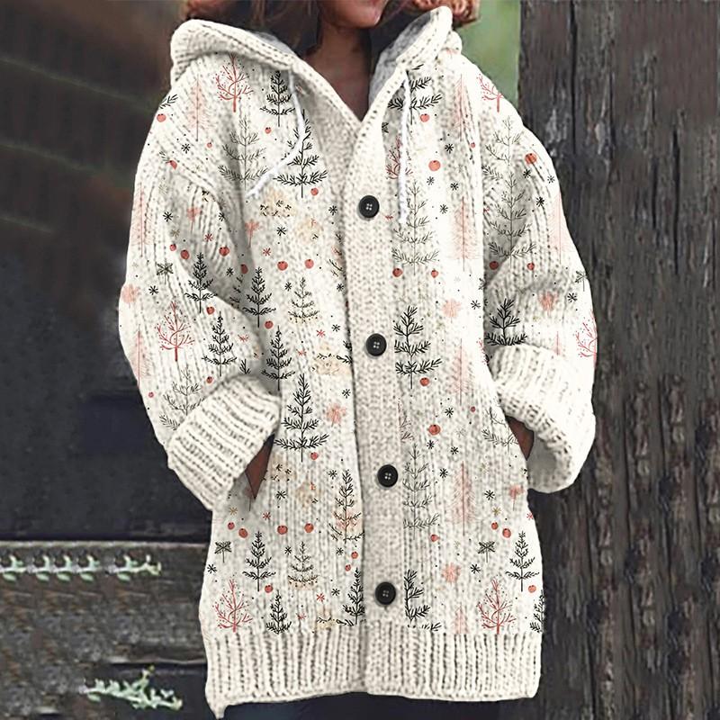 3D Printed Hooded Sweatshirt Coat Women Casual Loose Fit Long Sleeve Street Style Fall Winter