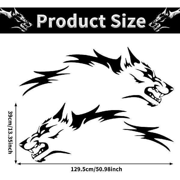 TOMALL 50'' 2Pcs Wolf Car Sticker Decal For Car Body Side Stickers Auto Wolf Graphics Racing Sports Stripes Stickers For SUV Off-Road Vehicles Car