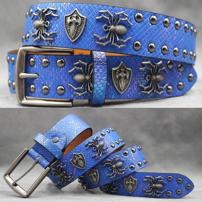 Punk Belt Men Women Rivet Decor PU Leather Waistband Casual Versatile