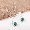 Beautiful Green Emerald Gemstone Silver Earrings, Handmade Meditation Earrings, 925 Sterling Silver Jewelry For Wedding Gift