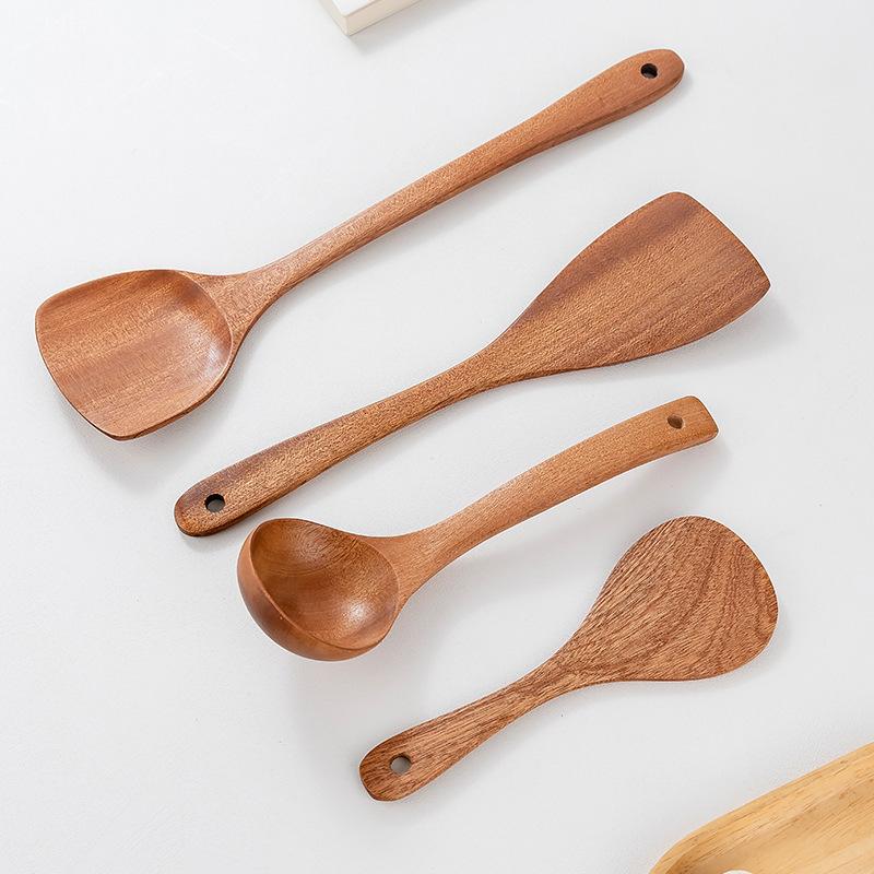 Cross-Border Ebony Kitchen Utensils Cooking Spatula Wood Spatula Household Cooking Spatula Non-Stick Pan Baking Tools(Large inclined shovel)