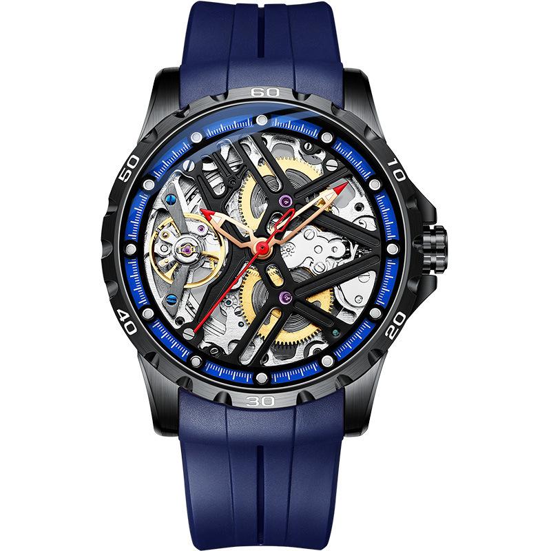 AILANG новые часы полые полностью автоматические механические часы водонепроницаемые мужские часы силиконовая лента