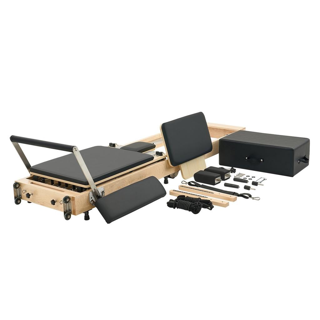 Foldable Pilates Reformer Wooden Pilates Machine Home Gym Equipment