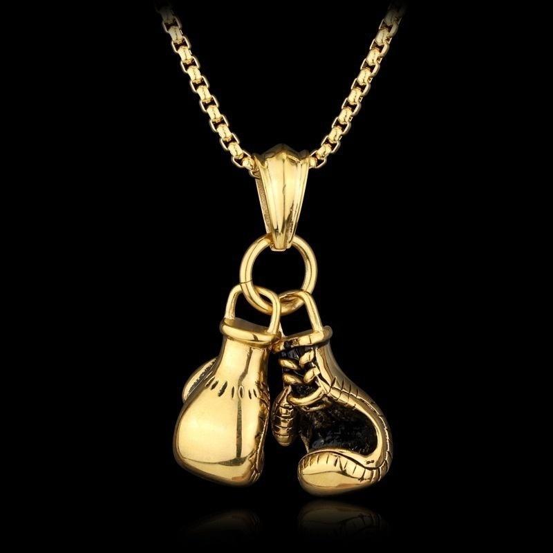 Fashion Creative Double Fist Boxing Gloves Necklace Personality Accessories Pendant Hip Hop Necklace Men's Fashion Gifts
