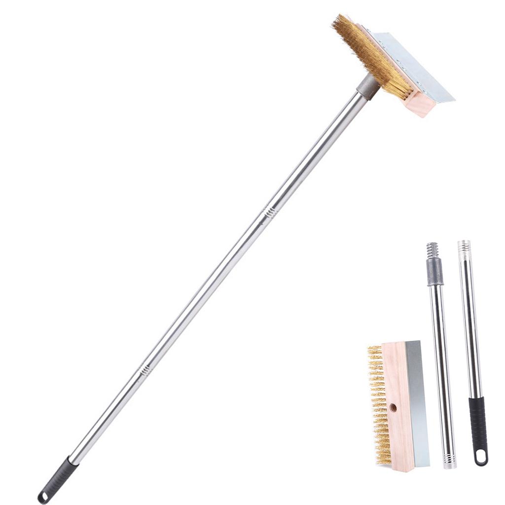 Pizza Oven Cleaning Brush Grill Cleaning Tool with Scraper for Home Kitchen and Commercial Use Long Handle Design