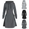 Women's Hooded Casual Fashion Hoodie Dress Long Sleeved Solid Color Dress