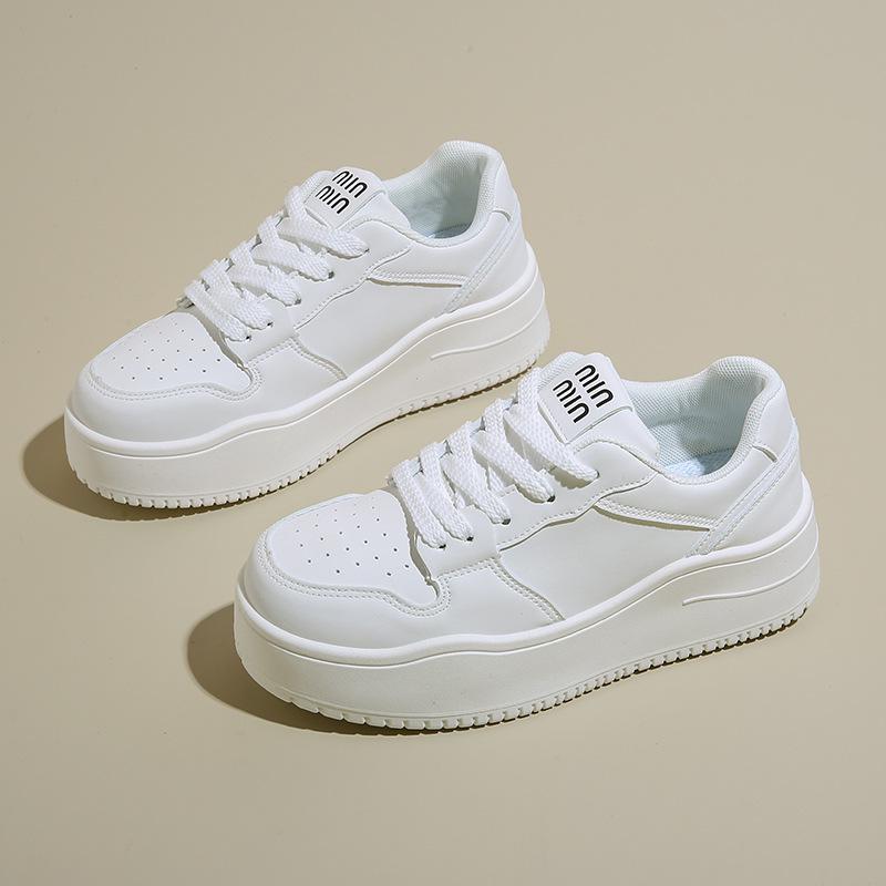 Fashion Autumn Leather Pink Platform Sneakers Thick Sole Chunky Shoes Women 2024 Slip On Lace-up Fashion Casual Outdoors Walking Shoes