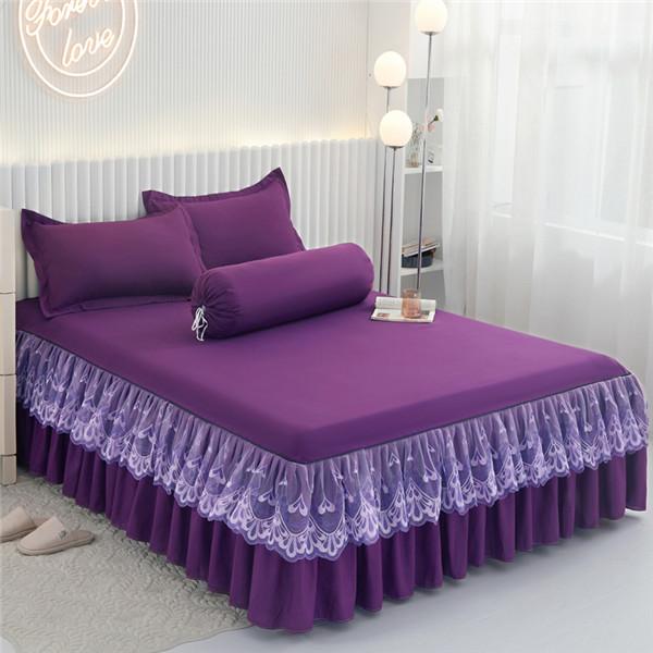2024 New Luxury Lace Bed Skirt Mattress Cover 3PCS Bed Sheet With 2 Pillowcases Bedspread Fitted Sheet Bedding Set